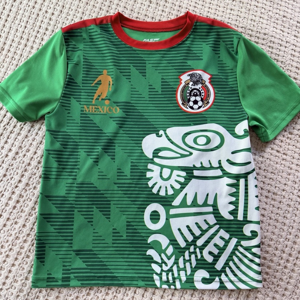 Boys Fast Action Medium M Mexico Soccer Futbol Shirt Tshirt Green